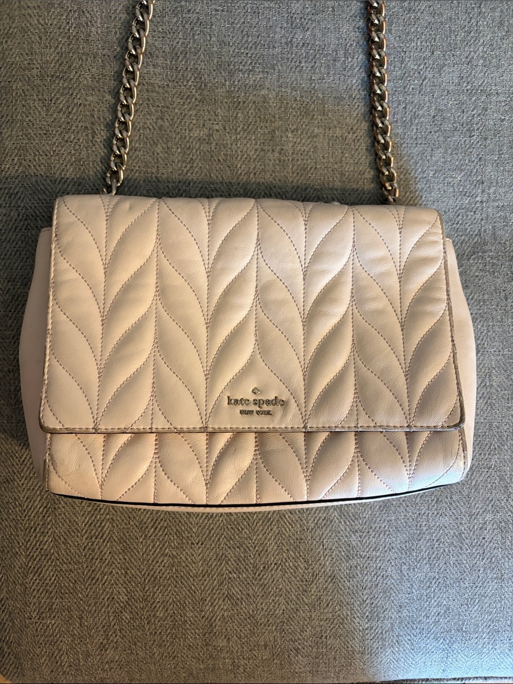 kate spade Quilted Leather Chain Crossbody Bag in Blush Pink